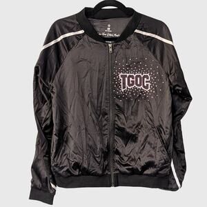 Top Gun AZ TGOC All Stars Satin Bomber Cheer Jacket AM Rebel Black Rhinestone